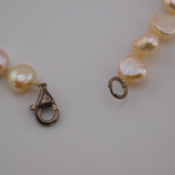 24” Natural Baroque Freshwater Pearl Necklace w/ 925 Sterling Silver Clasp - Picture 7 of 11